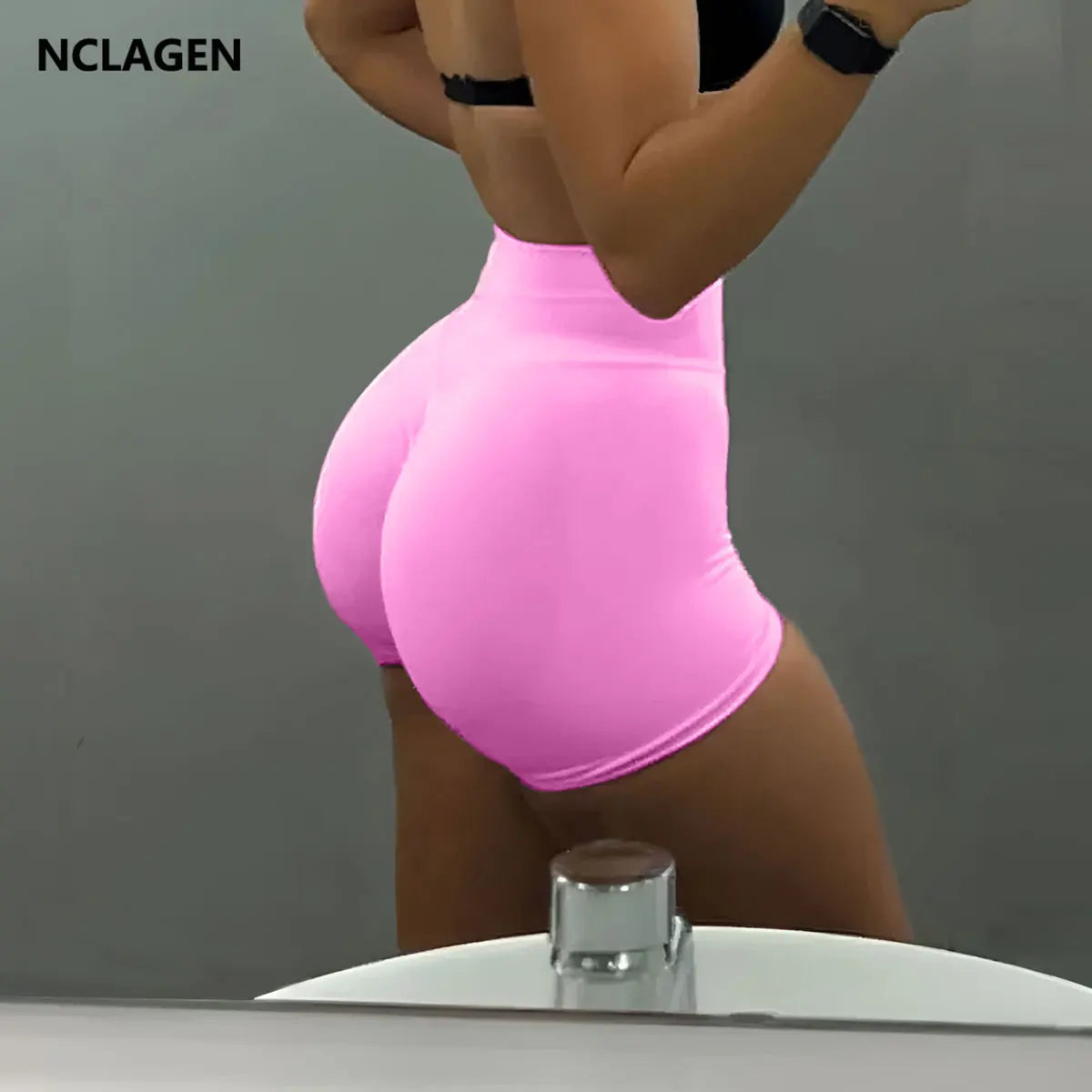 NCLAGEN Seamless Shorts 4.5" Gym Shorts Woman Scrunch Butt Fitness Sports Short Workout Seamless Leggings Running Yoga bottoms