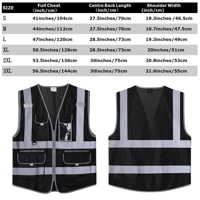 Multi Pockets Class 2 Night Working Vest Men Construction Work Clothes