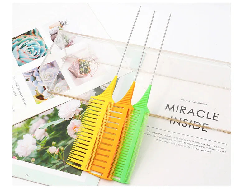 3pcs Hairbrush Hair Styling Combs Tailed Comb Set Coloring Dyeing Comb Salon Tool Sectioning Highlighting Weaving Cutting Comb