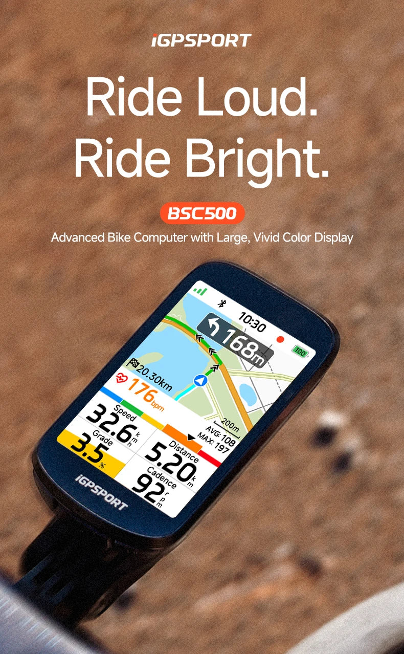 iGPSPORT BSC500 Touchscreen Bike Computer GPS Cycling Global Map Navigation Wireless Cycling Computer with Digital Bike Bell