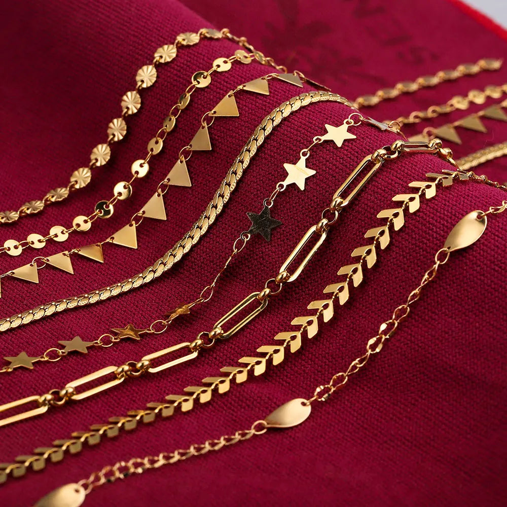 1 Meter Stainles Steel Gold Handmade Star Shells Chains for Women Necklace Bracelet Anklet Making Supplies Bulk Items Wholesale