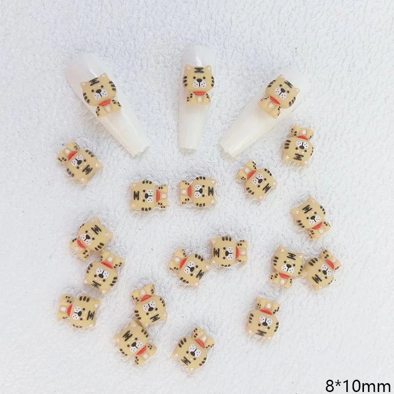10pcs Cartoon Bunny Nail Art Charm 3D Candy Color Resin Cartoon Animal Lollipop Nail Decoration Korea Kawaii Nail Accessories