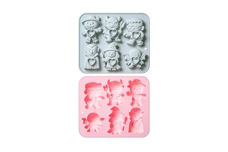 6 Cavity 6 Different Halloween Theme Silicone Mold 3d Demon, Wizard, Vampire Candy Chocolate Mould Epoxy Resin Mold Cake Decor