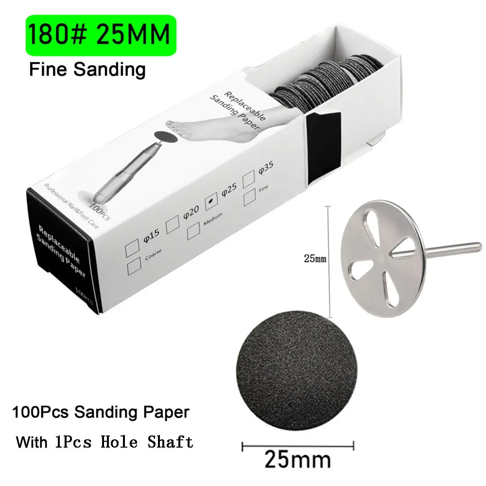 100Pcs Sandpaper With Metal Nozzle For Foot Files Dead Skin Callus Remove Tool Cuticle Pedicure Tool Sanding Paper Set