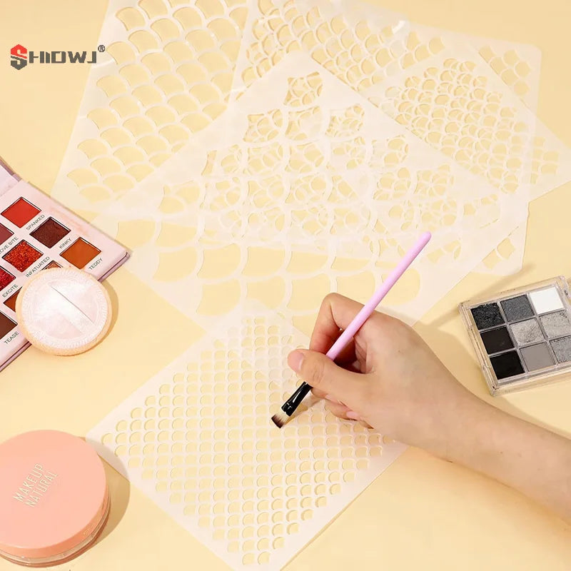 1Set Fish Scale Stencil Face Painting Templates To Draw Children Makeup Stencils Reusable Facial Drawing Stencil