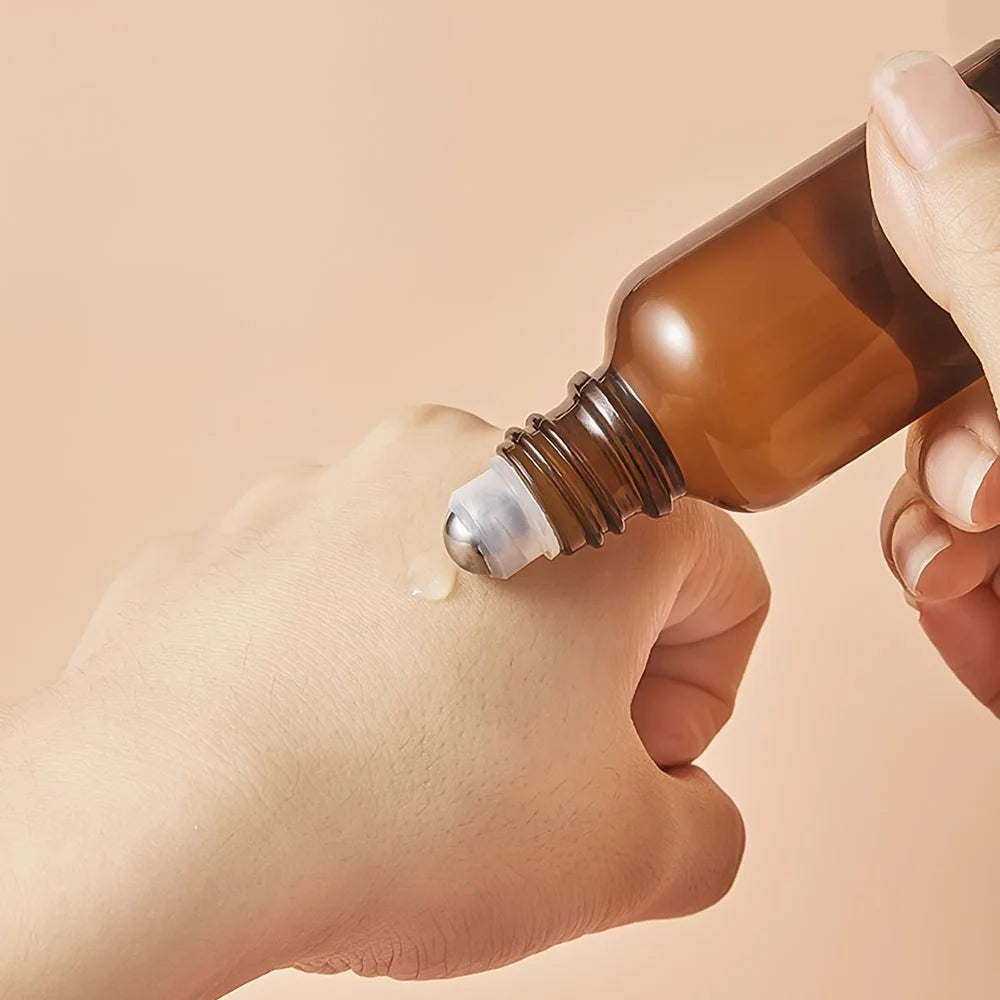 5/10/15/20/30/50/100ML Amber Roller Bottle Glass Refillable Essential Oil Perfume Bottles Roll on Vials Empty Sample Containers