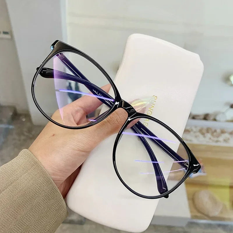 Transparent Computer Plano Glasses Round Frame for Women Men Anti Blue Light Clear Eyewear Blocking Optical Spectacle Eyeglasses