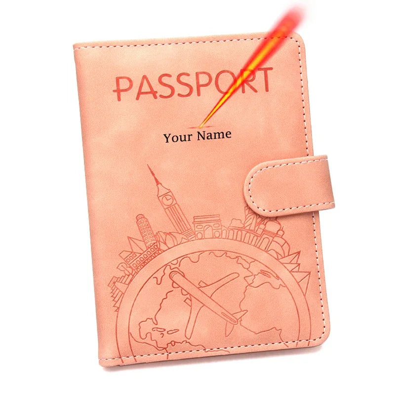 Rfid Global Flight Passport Holder Laser Engarved Name Passport Cover Custom Name Travel Wallet