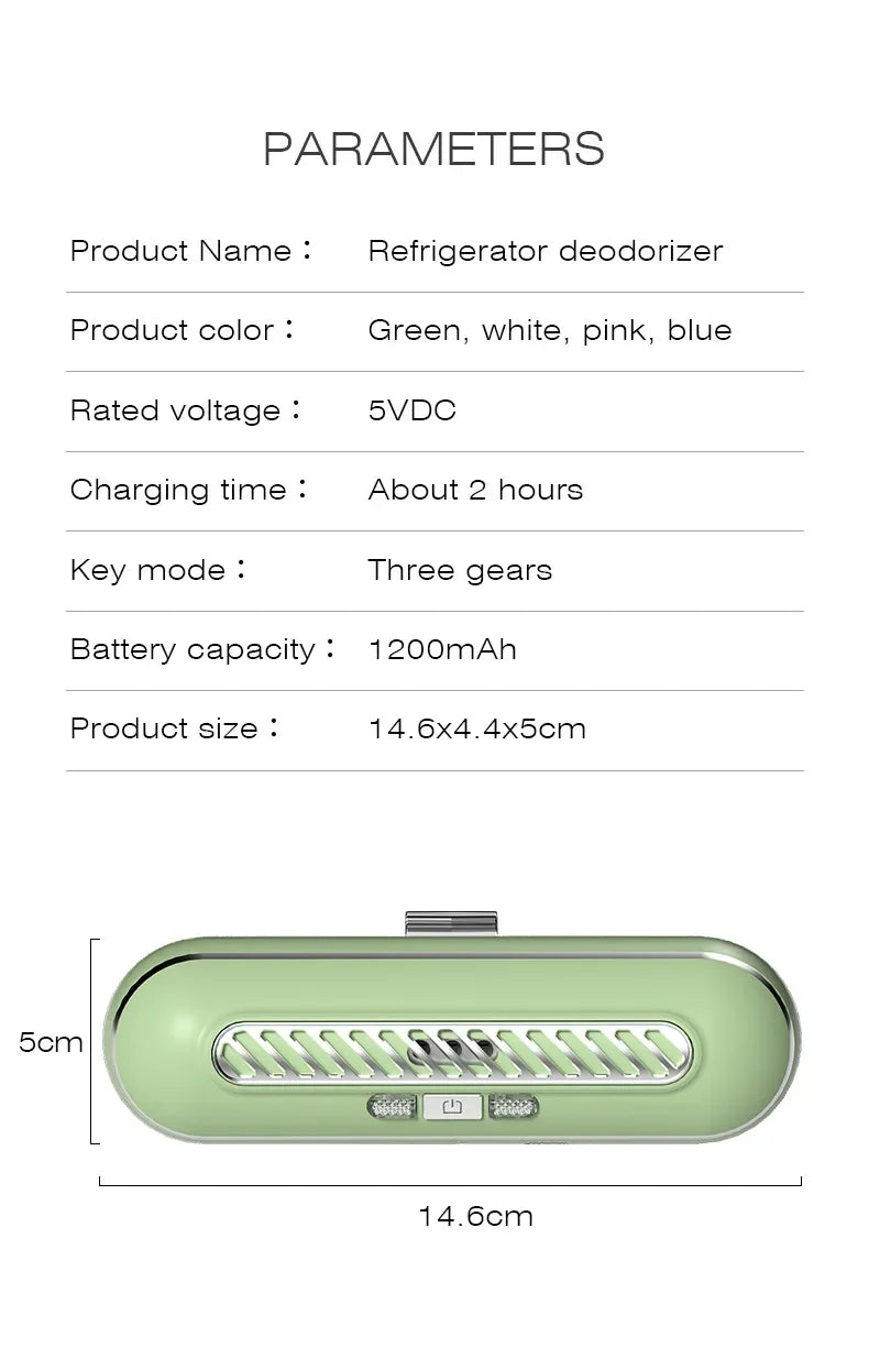 Air Purifier Refrigerator Deodorizer Rechargeable Negative Ion Air Ozone Purifier Deodorizer Air Purifier Household Guard