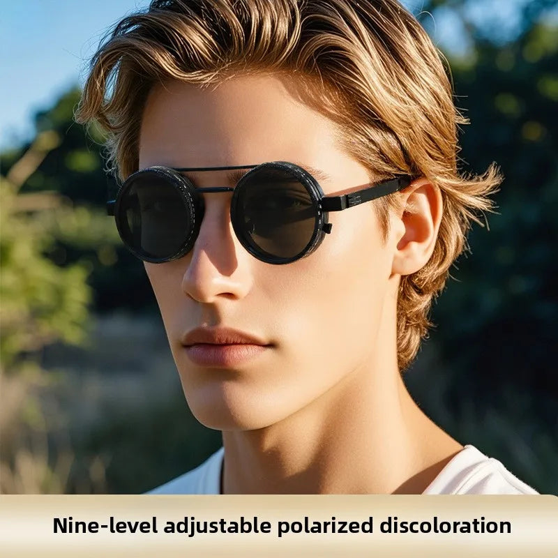 Polarized ND2 400 Adjustable Dimming Sunglasses UV Protection Metal Frame HD Lens for Mountaineering Cycling