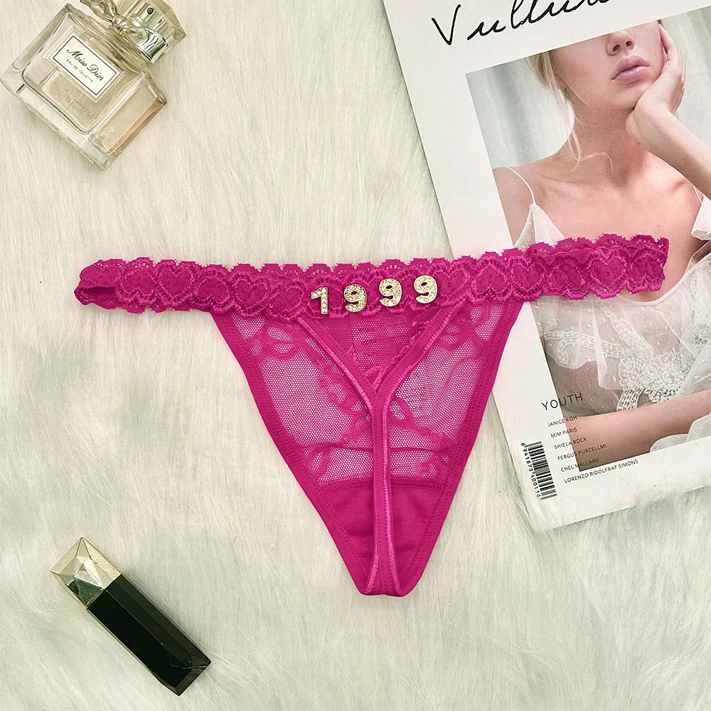 Custom Thong with Name Customized Pantie Rhinestone Letter Sexy Personalized Lingerie Gift T-back G-String Bikini Jewelry