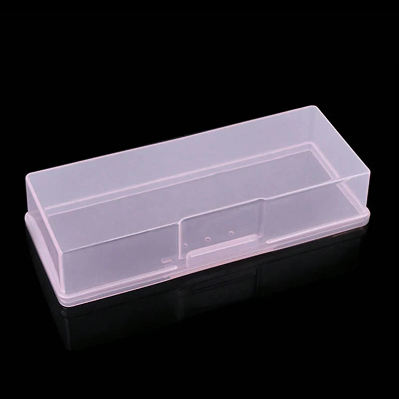 1PC Nail Art Rectangle Plastic Transparent Storage Box Nail Rhinestone Brush Pen Buffer Grinding Files Container Case