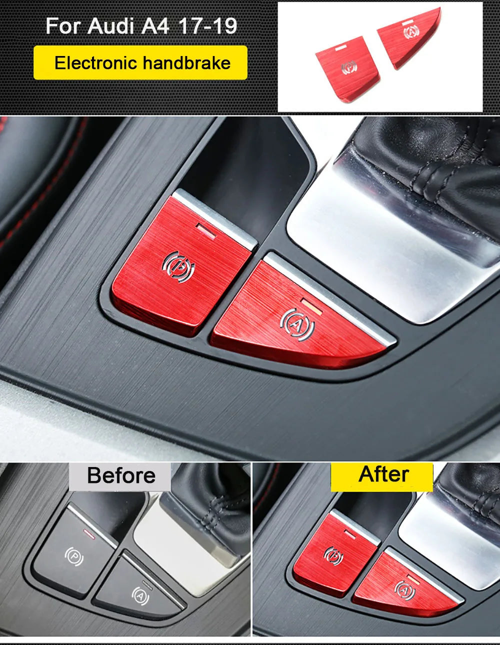 Car Decal Central Handbrake A P Buttons Decorative Panel Covers Stickers Trim For Audi A4 B9 Interior Auto Accessories Goods