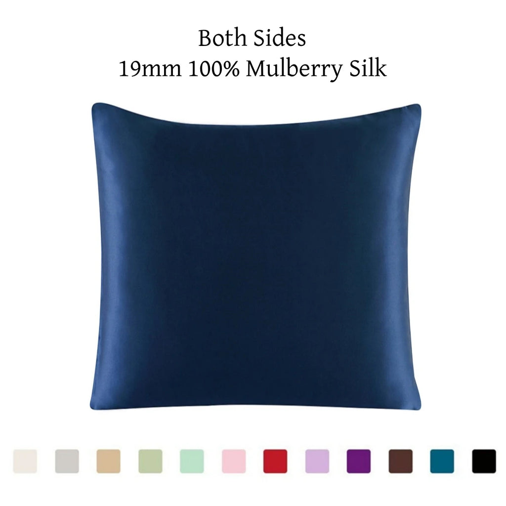 100% 19mm Mulberry Silk Zipper Pillowcase Cushion Pillow Case Cover Solid Multicolor