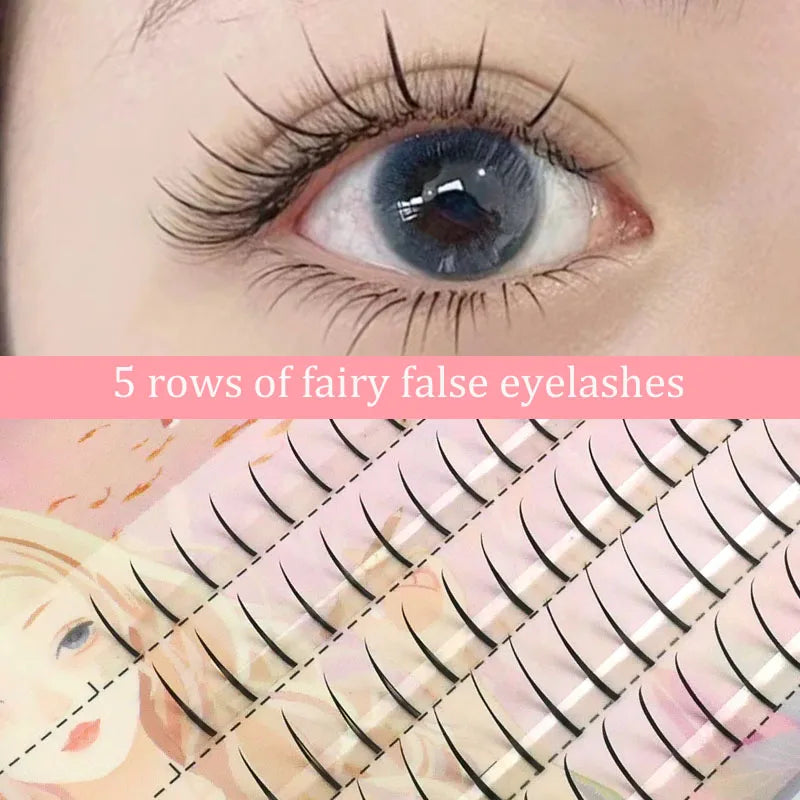 Anlinnet Fishtail + A-type Mixed Hair Five Rows Mixed Natural False Eyelashes Self-Grafting Single Cluster Eyelashes Eye Lash Fa