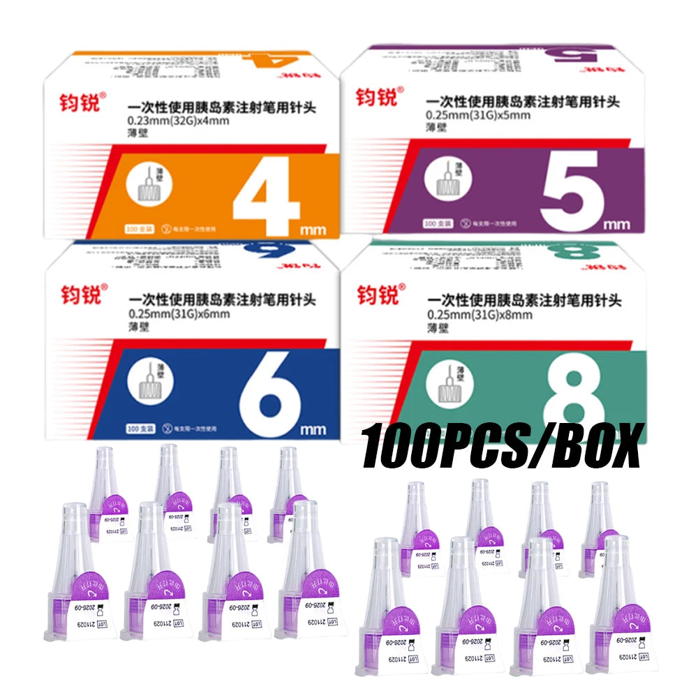 100PCS Pen Needles for Insulin Injection - 4/5/6/8mm, Universal Fit for Insulin Pens, Blood Glucose Management Accessories