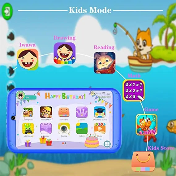 7 INCH Android 10 RAM 1GB +16GB ROM Gift Kid Tablet E98 WIFI Dual Camera Quad-Core Free Silicone Case 3D Glassess