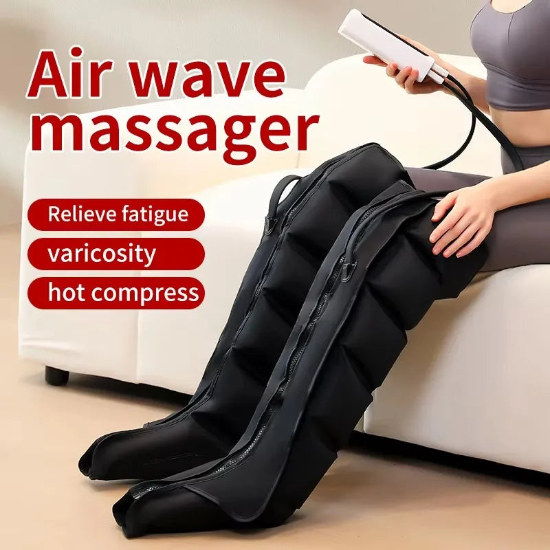 2pcs Professional Air Compression Leg Massager Boots with 6-Airbag Pneumatic, Adjustable Intensity/Speed Modes, Varicose & Muscl