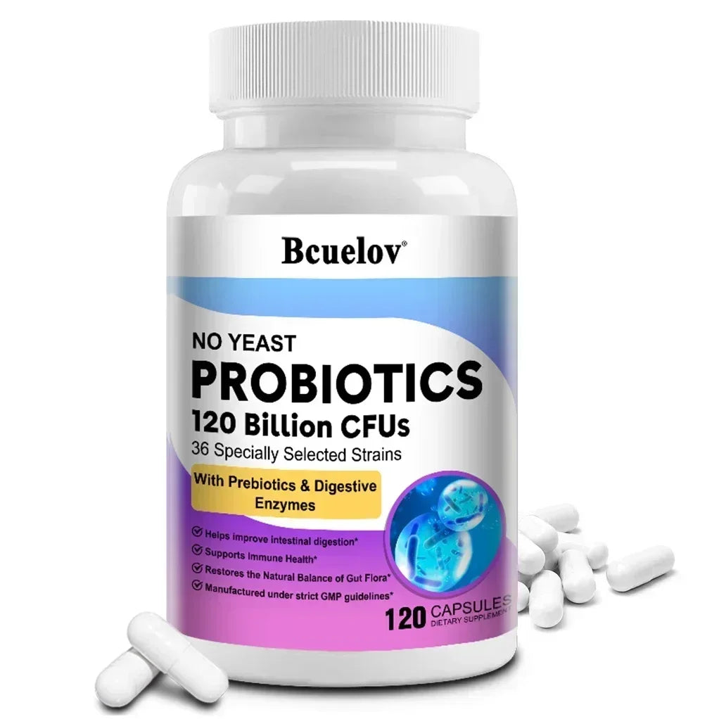 Organic Enzymes Probiotic Capsules 120 Billion CFU Probiotic Supplement with Prebiotics & Digestive Enzymes
