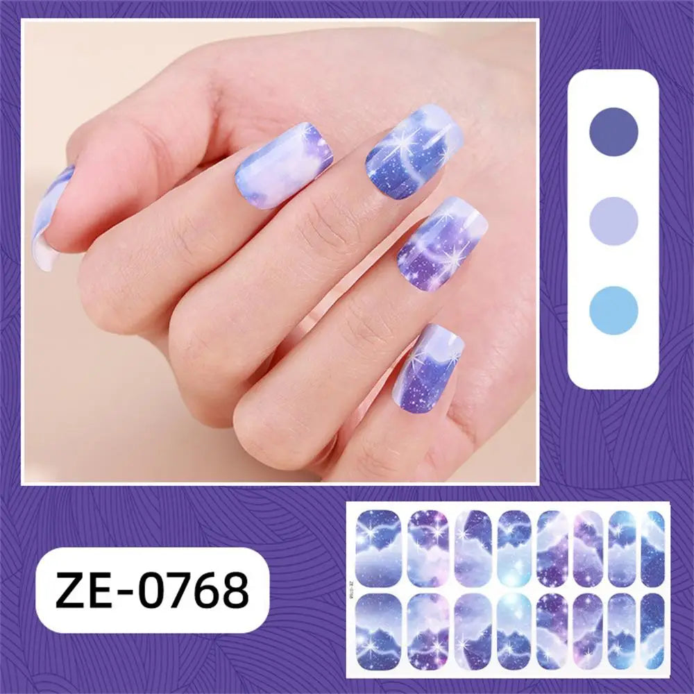 Gradient Galaxy Series Press-on Nails | 16-Piece Set of Removable Self-Adhesive Fake Nail Stickers | Valentine's Day Gift Idea