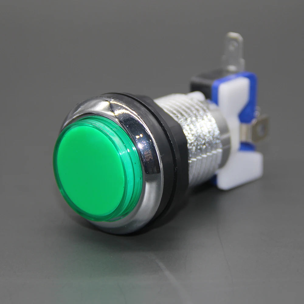 1PCS CHROME Plated illuminated arcade push button 5V 12v LED Arcade Start Push Button with microswitch for Arcade game DIY
