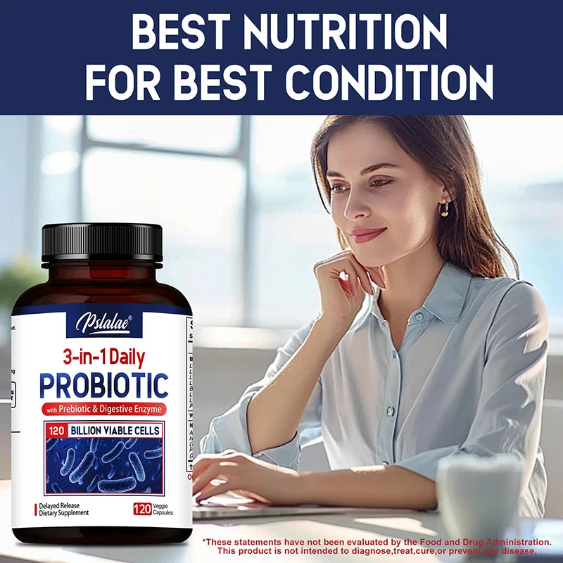 Probiotics + Prebiotics + Digestive Enzymes - Improves Digestion and Immunity, Relieves Constipation, Supports Intestinal Health
