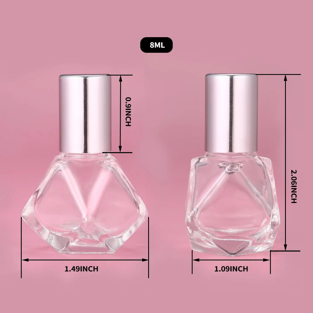 1/15pcs+4 Accessories Clear Glass Polygonal Essential Oil Roller Ball Bottles with 15 Roller Ball Bottles, 2 Funnels, 2 Straws