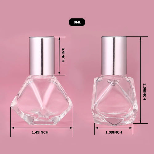1/15pcs+4 Accessories Clear Glass Polygonal Essential Oil Roller Ball Bottles with 15 Roller Ball Bottles, 2 Funnels, 2 Straws