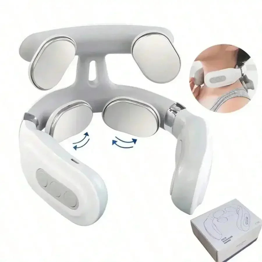 Four heads Adjustable USB Charging Neck Massager Heating Function Breathing Light For Neck Pain Relief And Relaxation