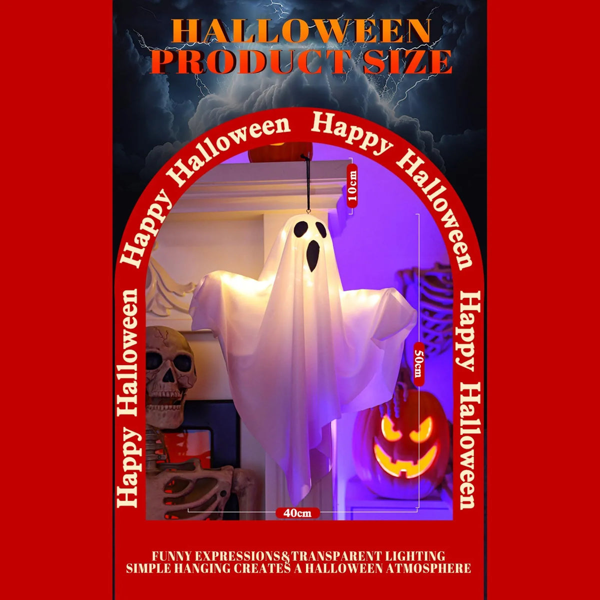 Halloween Ghost Hanging Decorations Halloween Hanging Light Up White Flying Ghosts Tree Window Wall Scary Ornament 2026