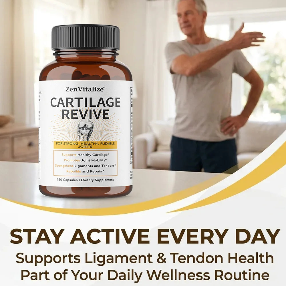Cartilage Revive Supplement Capsules with Glucosamine, MSM, Vitamin D3, C - Joint Support, Antioxidant, Enhances Flexibility