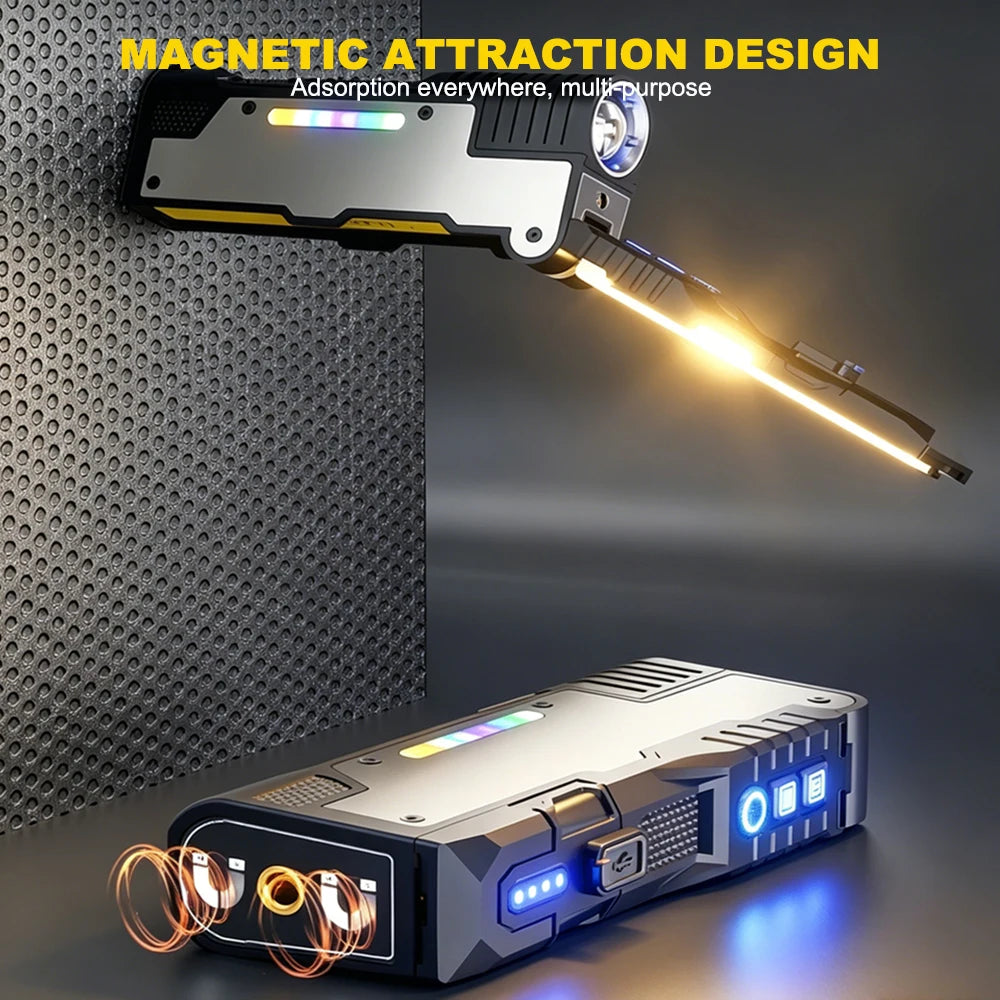 Asafee M20 Multi-functional Foldable Magnet Flashlight 3 Lighting Modes  Rechargeable Torch RGB Atmosphere LED  Work Flashlight