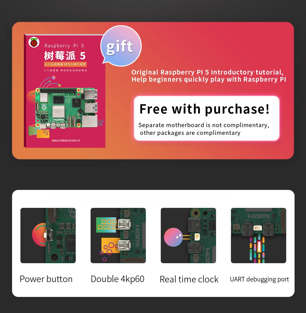 Raspberry Pi 5 Generation Development Board LINUX Suite Computer AI programming motherboard Raspberry Pi 5B 4G/8GB