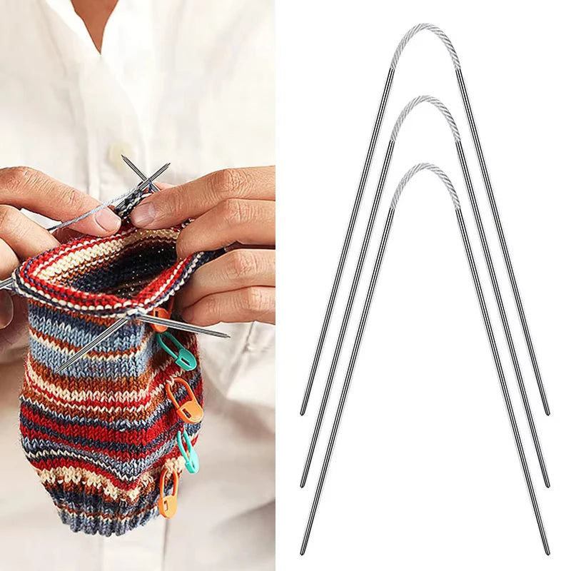 3pcs Knitting Needles Cable Needles Metal Circular Knitting Needles Set For Sock Sweater Hat Crochet Needle