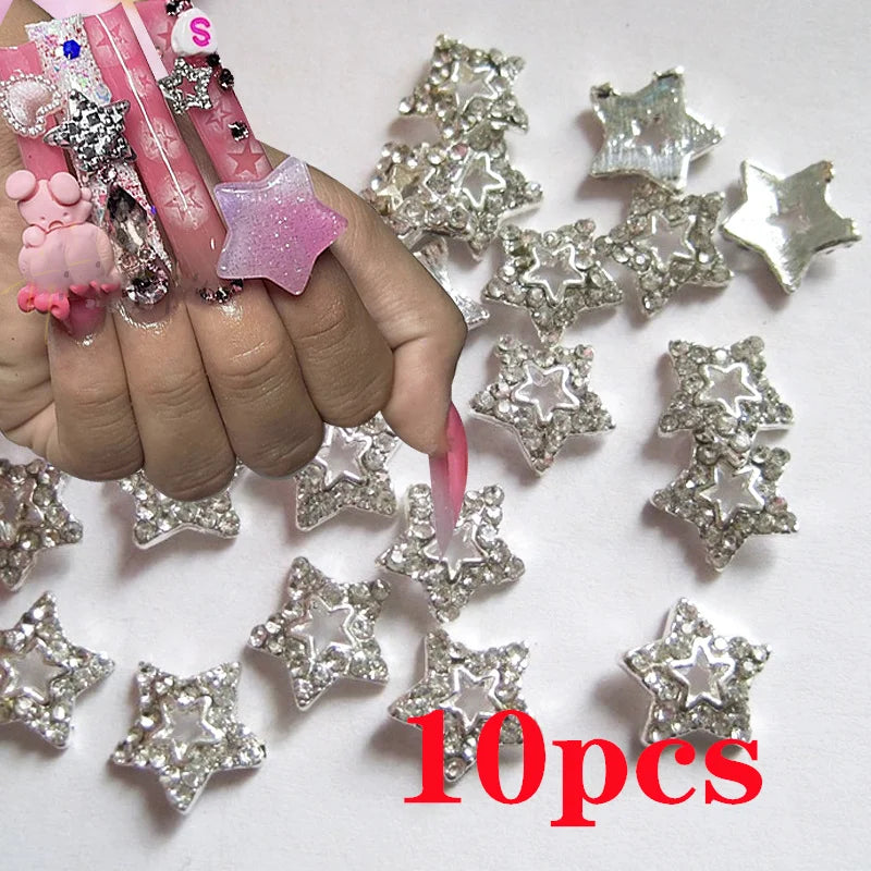 1 Bag Random Luxury Nail Art Dangle Jewelry  (Heart Bowknot)  Mixed Style 3D Nail Art Charms Tassel Design Alloy Nail Art Dangle