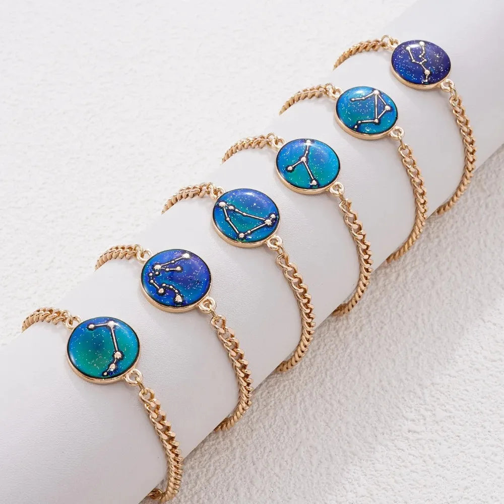 Zodiac Bracelet for Women 12 Constellation Sign Bracelet Color Changing Bracelet Temperature Sensing Mood Jewelry