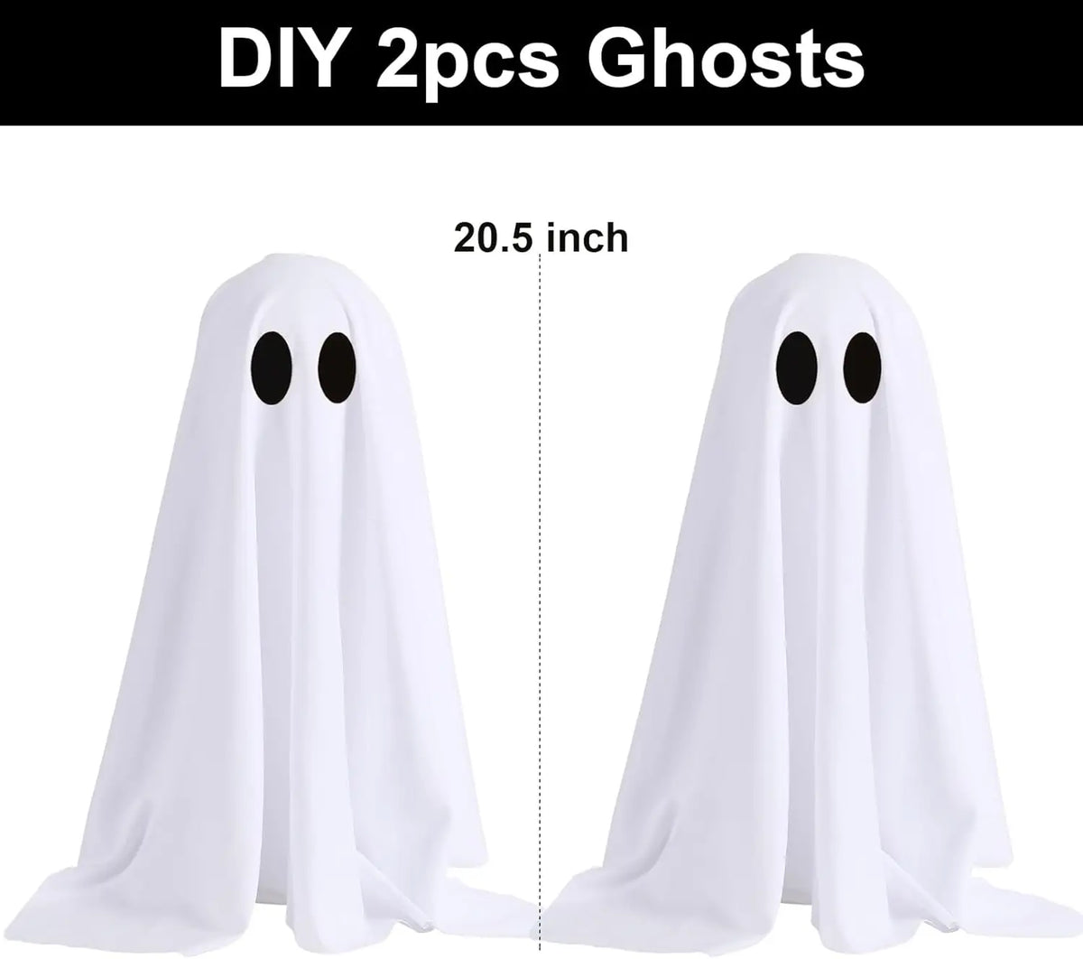 Halloween Ghost Decor with String Lights, 2 Pack - Haunted Hanging Ghosts for Home Party Table Room Kitchen Halloween