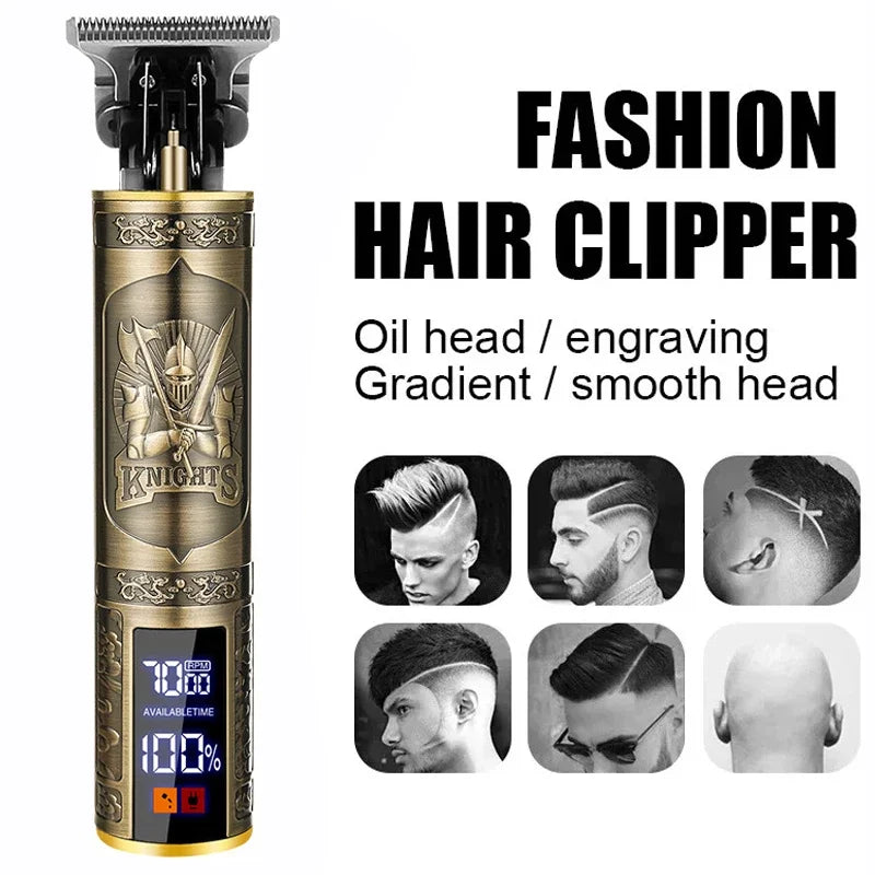 Vintage Hair Clipper Cordless Trimmer Portable USB Fast Charging Hair Cutting Machine Electric Shaver Professional Barber