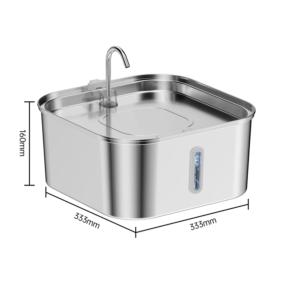 14L Automatic Cat Water Fountain, Cat Fountain with Water Level Window, Stainless Steel Dog Water Feeder, Suitable for Large Pet