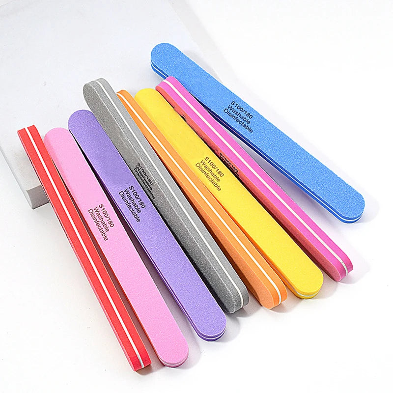 10pcs/lot Professional Nail Files 100/180 Washable Nail Art Sanding Buffing Manicure Tools Set Polish Buffer Removal Sponge