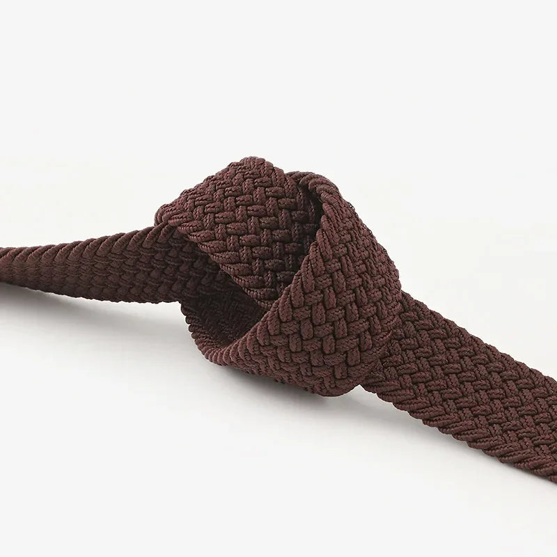107cm Casual Knitted Pin Buckle Women Belt Woven Canvas Unisex Canvas Elastic Belts  Women Jeans Pin Buckle Versatile Men Belt