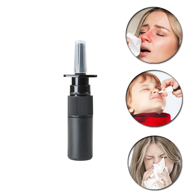 20/50/100pcs Customized 10ml HDPE Black Nasal Spray Bottle with Fine Black Nasal Sprayer Empty White Mist Nose Sprayer Bottle