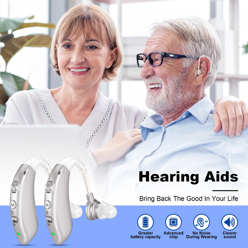 Pair Volume-Adjustable Invisible Hearing Aids Rechargeable Portable Hearing Aids For Deafness Sound Amplifiers
