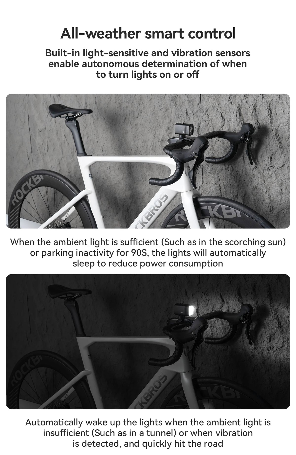 ROCKBROS 1000LM Bike Light Bicycle Front Light Type-C Headlight Smart Power Display Screen MTB Road Cycling Flash Highlight