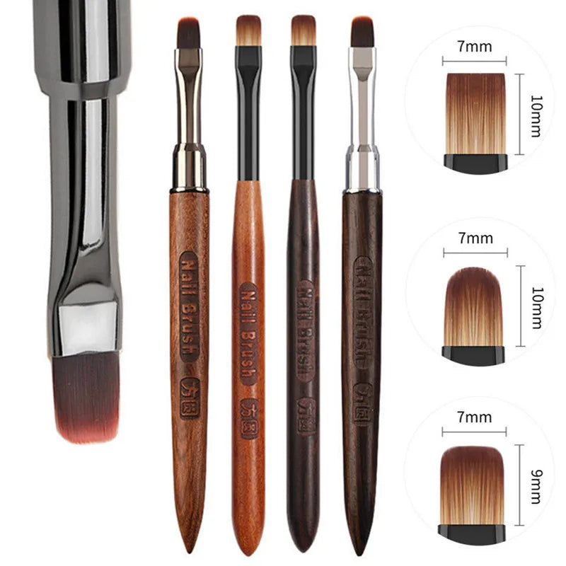 2PCS Sandalwood Handle Nail Drawing Brushes For Manicure Lines Painting Gradient UV GEL Extension Builder Drawing Pen
