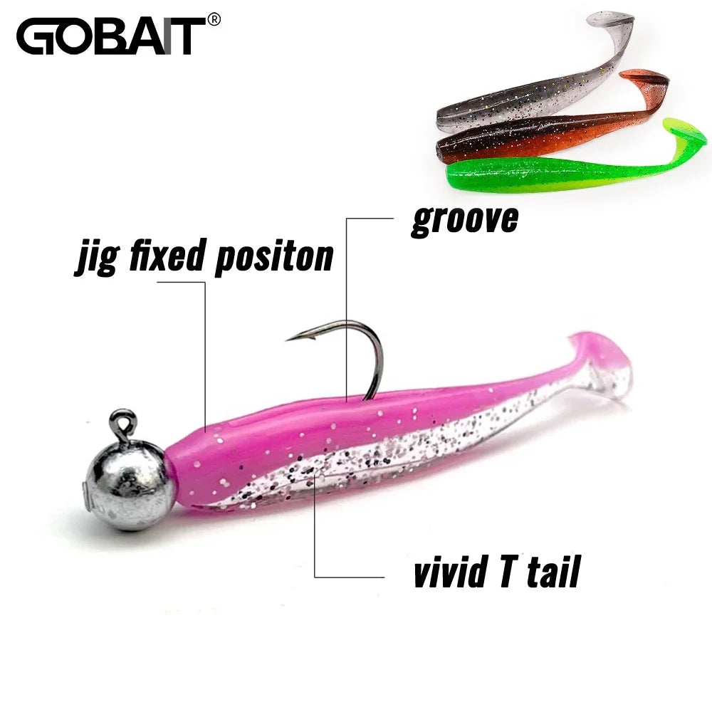 14PCS Gear Kit 10PCS Soft Lure 5.5cm 7cm 10cm T Tail Worm 4PCS Jigging Head Hook 3g 5g 10g Metal Jig Fishing Pesca Swimbait Bait