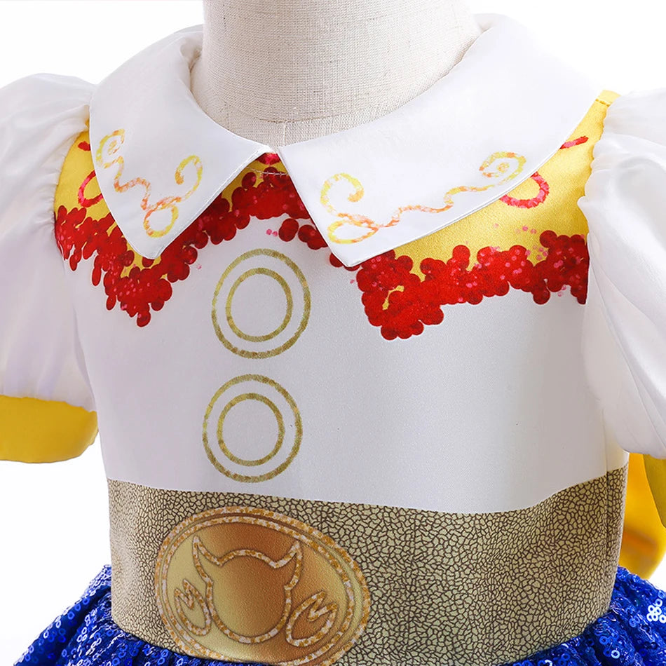 Girl Jessie Dress Kids Yellow Blue Cowgirl Cosplay Costume Kids Fancy Party Outfit Halloween Christmas Gift