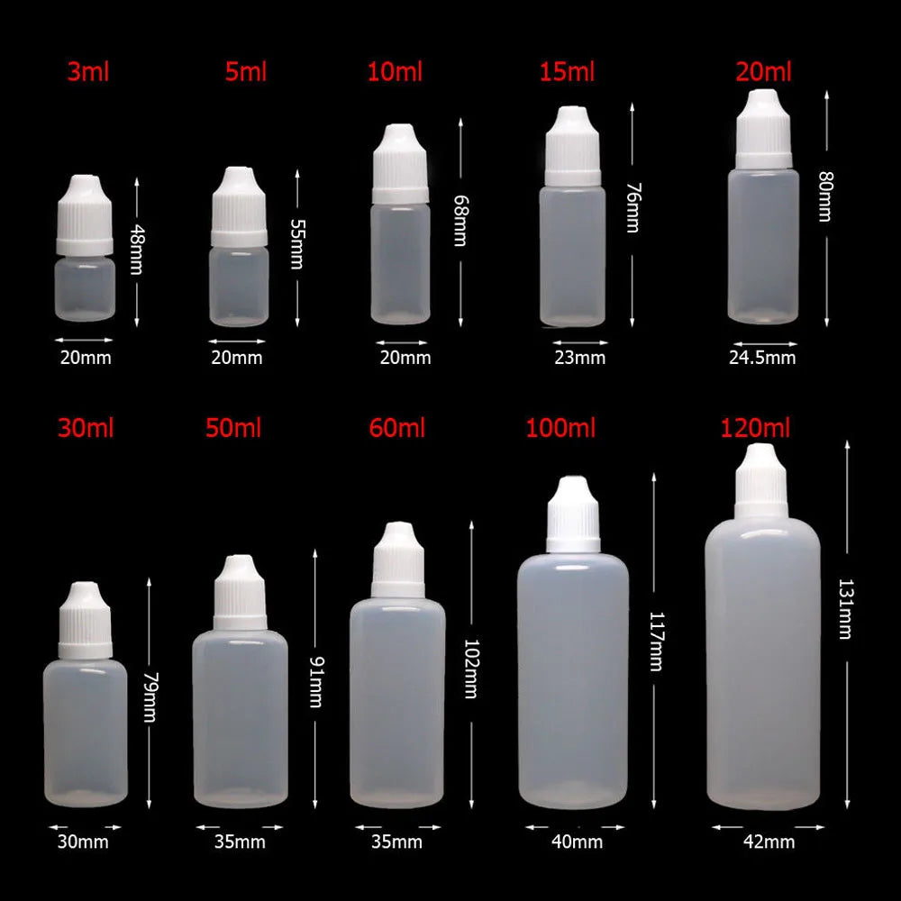 10pcs 3ml-120ml Plastic Dropper Bottles Empty Squeeze Liquid Eye Dripper Containers with Child Resistant Cap Travel Sample Vials
