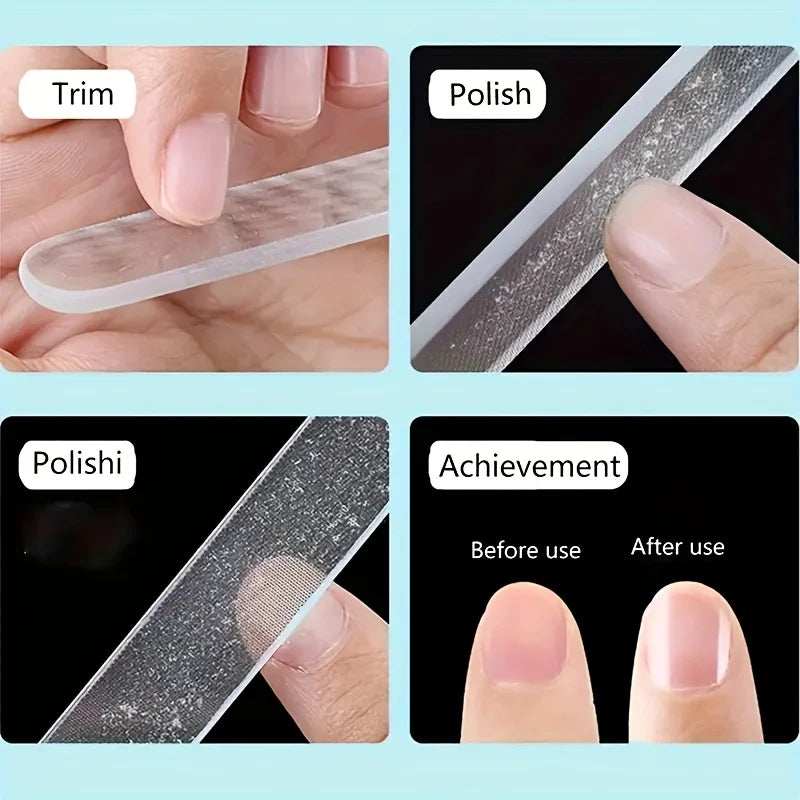 1pc Nano Glass Nail File - Odorless Easy to Carry with Polishing Strips & Case Professional Manicure Pedicure Tools