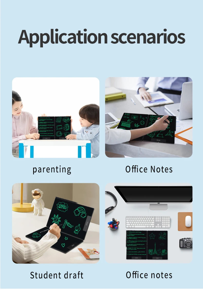 14.3-inch Folding Screen LCD Superfine Handwriting Writing Board Meeting Magnetic to Erase Drawings Tablet Split Screen